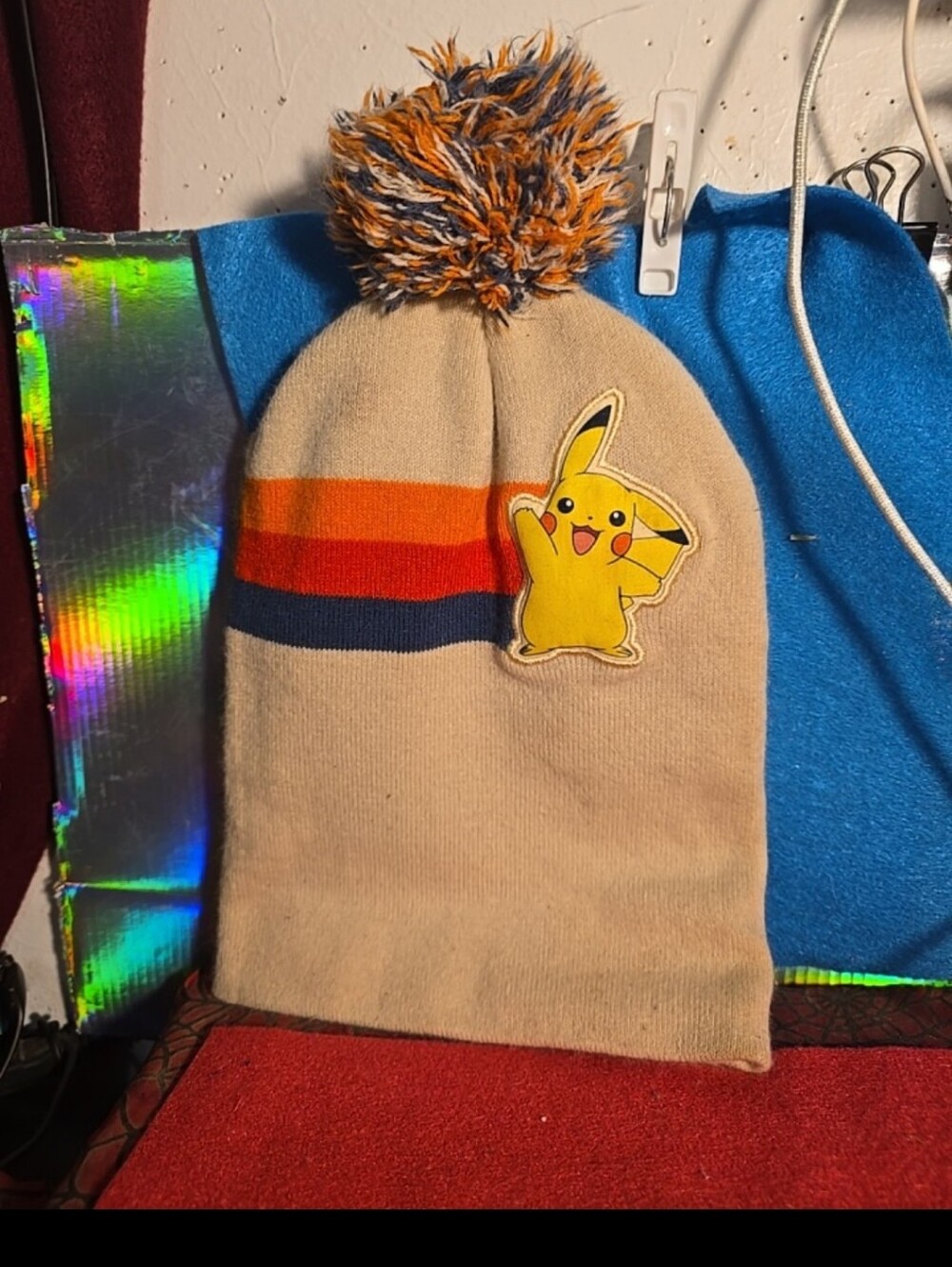 051826 POKEMON PIKACHU BOYS WINTER KNIT BEANIE HAT POMPOM one size fits most BOY